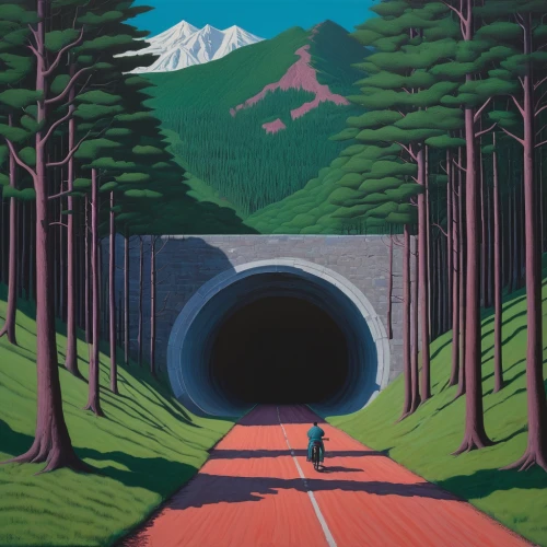 tunnel,slide tunnel,travel poster,wall tunnel,train tunnel,railway tunnel,mountain road,canal tunnel,torii tunnel,red canyon tunnel,lötschberg tunnel,alpine route,alaska pipeline,hollow way,mountain highway,the road,uneven road,forest road,hokkaido,detour,Conceptual Art,Daily,Daily 29