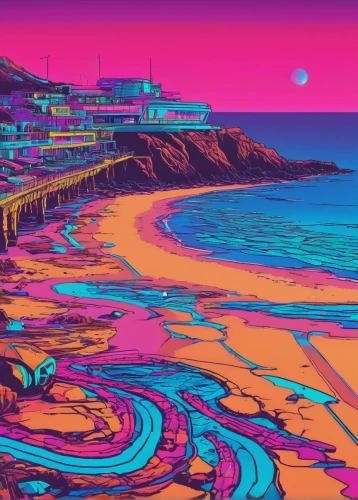 tamarama,pink beach,bondi,seaside,seaside resort,beach landscape,beach scenery,coastline,seaside country,dream beach,sand coast,sea,beaches,coast,acid lake,seaside view,summer background,ocean,the coast,sea-shore,Conceptual Art,Sci-Fi,Sci-Fi 27