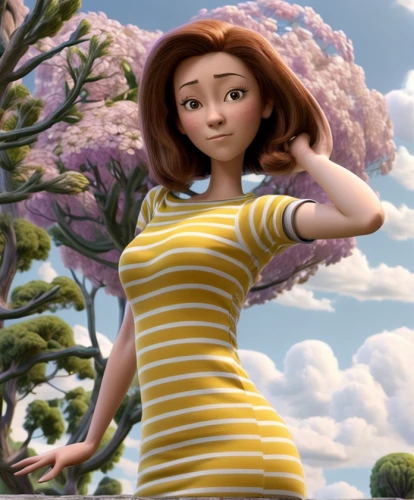 rapunzel,agnes,hula,cute cartoon character,animated cartoon,cgi,a girl in a dress,girl in a long dress,pixie-bob,disney character,pam trees,girl with tree,madagascar,tiana,little girl in wind,princess anna,horizontal stripes,the girl's face,girl in t-shirt,cynthia (subgenus)