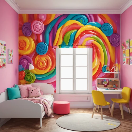 kids room,color wall,flower wall en,wall paint,children's bedroom,colorful spiral,wall decoration,the little girl's room,wall sticker,children's room,wall plaster,nursery decoration,candy pattern,interior decoration,painted wall,baby room,colorfull,wall decor,great room,coral swirl,Photography,General,Natural
