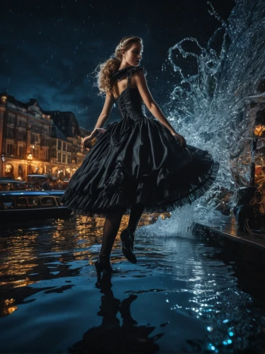 girl on the river,splash photography,the blonde in the river,the night of kupala,photoshoot with water,photo manipulation,photomanipulation,the sea maid,fusion photography,celtic woman,image manipulation,black water,the carnival of venice,passion photography,photoshop manipulation,night photography,digital compositing,splashing,queen of the night,sea night,Photography,General,Fantasy