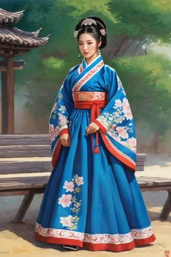 hanbok,geisha girl,korean culture,korean history,geisha,japanese woman,anime japanese clothing,oriental painting,oriental princess,shuanghuan noble,mukimono,folk costume,panokseon,oriental girl,korean royal court cuisine,traditional costume,asian costume,taiwanese opera,japanese doll,sejong-ro,Illustration,American Style,American Style 07