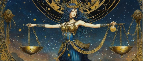 zodiac sign libra,goddess of justice,libra,priestess,lady justice,constellation lyre,scales of justice,justitia,sorceress,queen of the night,zodiac sign gemini,figure of justice,blue enchantress,golden crown,magistrate,athena,ophiuchus,zodiac,horoscope libra,andromeda,Illustration,Realistic Fantasy,Realistic Fantasy 12