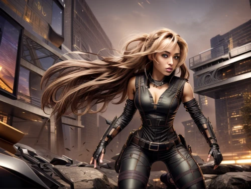 black widow,huntress,sci fiction illustration,sprint woman,superhero background,super heroine,game illustration,cg artwork,digital compositing,female warrior,biomechanical,clary,mobile video game vector background,cybernetics,avenger,scarlet witch,game art,massively multiplayer online role-playing game,hard woman,katniss