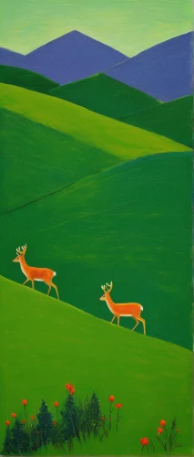 pere davids deer,antelopes,young-deer,fawns,hares,deers,hare field,pronghorn,antelope,female hares,hare trail,green meadow,deer,springbok,grassland,green animals,roe deer,deer illustration,green landscape,carol colman,Art,Artistic Painting,Artistic Painting 26