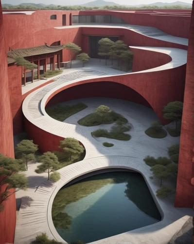 chinese architecture,japanese architecture,futuristic architecture,infinity swimming pool,asian architecture,futuristic landscape,futuristic art museum,red earth,3d rendering,eco hotel,artificial island,landscape red,roof landscape,archidaily,school design,zen garden,kirrarchitecture,feng shui golf course,arq,virtual landscape,Photography,Documentary Photography,Documentary Photography 08