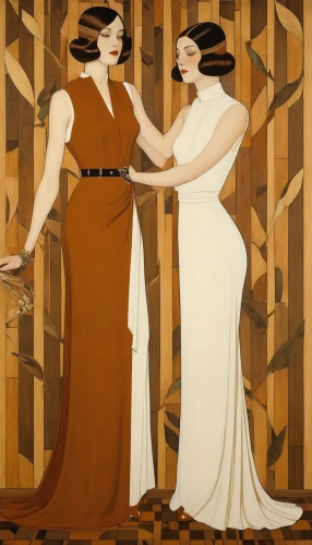 art deco woman,art deco,art deco background,fashion illustration,twenties women,flapper couple,women silhouettes,roaring twenties couple,art deco frame,two girls,brown fabric,1940 women,wooden figures,vintage man and woman,wood angels,roaring twenties,dressmaker,vintage women,callas,mannequins,Illustration,Retro,Retro 15