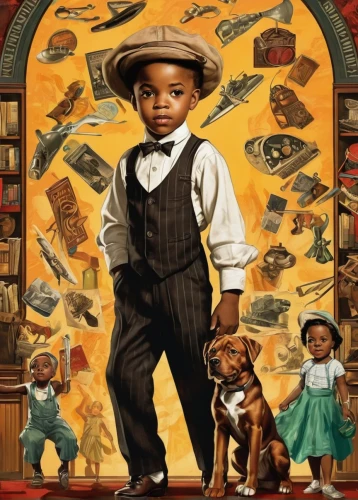 hushpuppy,african american kids,afro-american,juneteenth,african american male,cd cover,afro american,afroamerican,album cover,children's background,black businessman,little blacks,magazine cover,cover,buckwheat,vintage children,african american,african-american,wild west,child portrait,Illustration,Realistic Fantasy,Realistic Fantasy 21