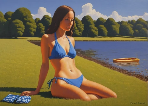 girl on the river,woman with ice-cream,girl lying on the grass,swimmer,summer day,the beach-grass elke,blue painting,summer still-life,oil painting,girl on the boat,majorelle blue,female swimmer,summer feeling,paddler,oil painting on canvas,two piece swimwear,art painting,mangroves,dongfang meiren,girl with tree,Art,Artistic Painting,Artistic Painting 30