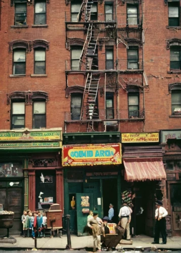 new york restaurant,harlem,1950s,1960's,chinatown,fire escape,coney island,tenement,gordon's steps,china town,record store,60s,1950's,1965,1971,1967,rescue ladder,1980s,color image,sesame street,Unique,Pixel,Pixel 04