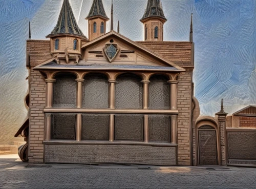 wooden church,street organ,house of prayer,wayside chapel,black church,wooden facade,synagogue,tabernacle,little church,gothic church,garage door,churches,church facade,city church,antique construction,facade painting,the church of the mercede,fredric church,mortuary temple,3d rendering,Architecture,Villa Residence,Classic,Catalan Gothic