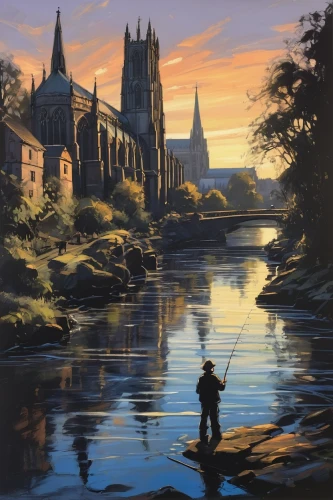 church painting,fisherman,river landscape,river cooter,notre dame,fly fishing,pilgrims,people fishing,version john the fisherman,fishermen,notre-dame,painting technique,saint john,pilgrim,girl on the river,city moat,fishing classes,georgetown,river of life project,riverside,Illustration,Black and White,Black and White 08