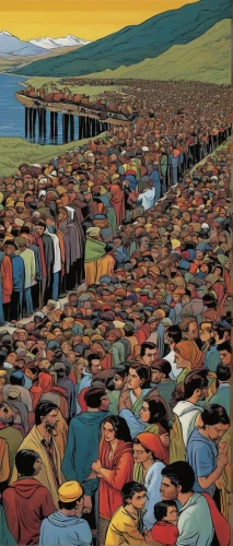 migration,migrants,buzkashi,refugees,the market,caravan,animal migration,economic refugees,kaçkars,large market,bottleneck,fish market,amed,khokhloma painting,nomadic people,refugee,merchant train,tent camp,crowds,human chain,Illustration,American Style,American Style 05