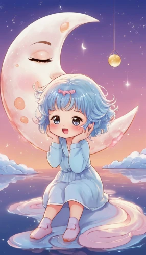 rem in arabian nights,crying angel,stars and moon,moon and star background,little angel,luna,child fairy,navi,moon and star,starry sky,falling star,angel girl,hanging moon,moon night,moonbeam,little girl fairy,angel,angel's tears,fae,star sky,Illustration,Japanese style,Japanese Style 01