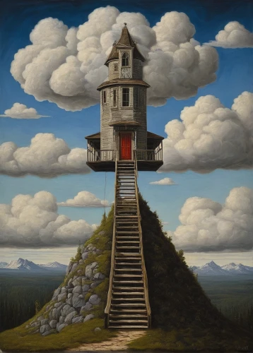 watchtower,lookout tower,surrealism,tower of babel,observatory,el salvador dali,observation tower,escher,the observation deck,fire tower,lifeguard tower,russian pyramid,control tower,housetop,animal tower,panopticon,surrealistic,cloud mountain,david bates,stairway to heaven,Photography,Documentary Photography,Documentary Photography 29