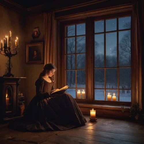 candlelight,romantic portrait,candlelights,candlemaker,winter window,victorian lady,winter light,romantic night,candle light,girl studying,romantic scene,mystical portrait of a girl,candlemas,jane austen,evening atmosphere,light of night,gothic portrait,winter dream,romantic look,hygge,Photography,General,Natural