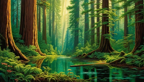 redwoods,forest landscape,green forest,forest background,coniferous forest,forests,spruce forest,tropical and subtropical coniferous forests,riparian forest,the forests,redwood,old-growth forest,temperate coniferous forest,cartoon forest,fir forest,northwest forest,forest,the forest,spruce-fir forest,forest floor,Illustration,Retro,Retro 24