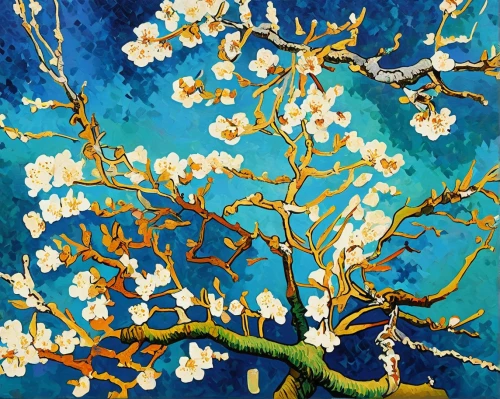 almond blossoms,almond tree,almond blossom,apricot blossom,blossoming apple tree,plum blossoms,pear blossom,cherry branches,blossom tree,painted tree,cherry blossom tree,blooming tree,almond trees,tree blossoms,plum blossom,cherry tree,apricot flowers,cherry blossom branch,flowering tree,blue birds and blossom,Conceptual Art,Daily,Daily 31