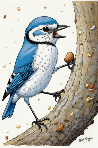 bird painting,blue wren,titmouse,bird illustration,bird food,fairywren,blue jays,bluejay,blue jay,song bird,bird drawing,superb fairywren,almond meal,western bluebird,birdfeeder,bird feeder,bluebird,europeon pied fly catcher,bird feeding,nature bird,Illustration,Children,Children 02