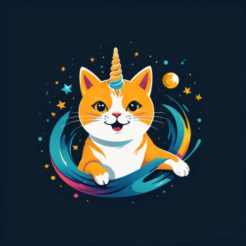 cat on a blue background,cat vector,dribbble,vector illustration,capricorn kitz,emperor of space,aquanaut,astro,flat design,mozilla,outer space,cartoon cat,print on t-shirt,spacefill,cat warrior,aquarius,firestar,vector graphic,astronomer,zodiac sign leo,Unique,Design,Logo Design