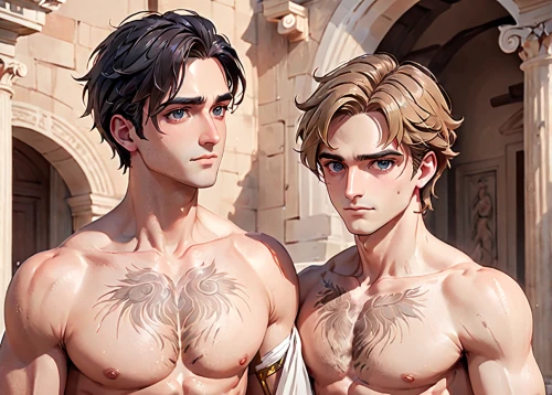 romans,summer icons,greek gods figures,cage,fawns,crop,knights,two lion,sweating,setter,rome 2,stony,in the colosseum,adam and eve,cherubs,file version,adonis,shirtless,chest,thermae,Anime,Anime,General