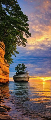 stacked rock,sea stack,mackinac island,sandstone rocks,coastal landscape,stacked rocks,lake superior,great lakes,beautiful landscape,split rock,lone tree,united states national park,wisconsin,beach landscape,cliffs ocean,rock formation,lake michigan,cape cod,background view nature,sea landscape,Illustration,Paper based,Paper Based 03