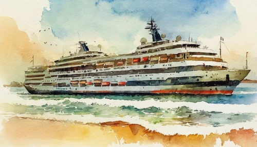 passenger ship,cruise ship,sea fantasy,hospital ship,ocean liner,troopship,watercolor,watercolor sketch,star line art,water color,watercolor painting,watercolors,watercolour,royal yacht,queen mary 2,cruiseferry,watercolor texture,water colors,watercolour texture,watercolor paint strokes,Conceptual Art,Daily,Daily 11