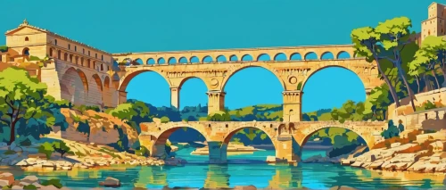 pont du gard,aqueduct,travel poster,ancient rome,ancient city,mediterranean,rome 2,tied-arch bridge,provence,ancient roman architecture,roman bath,arches,arco,roman ancient,arch bridge,bridge arch,the ancient world,viaduct,grand bleu de gascogne,bridges,Unique,Pixel,Pixel 05