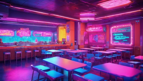 retro diner,neon coffee,neon drinks,neon cocktails,neon tea,diner,cafeteria,ufo interior,classroom,neon ghosts,piano bar,neon candies,neon,neon light drinks,unique bar,neon light,80s,food court,nightclub,80's design,Conceptual Art,Sci-Fi,Sci-Fi 27