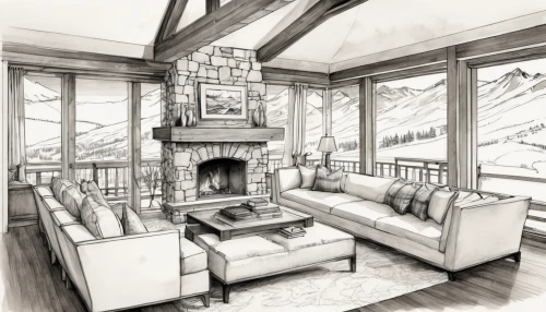the cabin in the mountains,cabin,winter house,house in the mountains,snow house,house in mountains,mountain hut,living room,livingroom,fireplace,sitting room,chalet,attic,mountain huts,alpine hut,house drawing,loft,watercolor tea shop,cottage,snowhotel,Illustration,Paper based,Paper Based 30