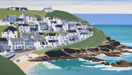 nubble,houses clipart,cornwall,fishing village,coastal and oceanic landforms,seaside country,seaside resort,tamarama,bondi,llanes,bretagne,newfoundland,breizh,coastal protection,floating huts,beach huts,coast line,seaside view,seaside,the coast,Art,Artistic Painting,Artistic Painting 08