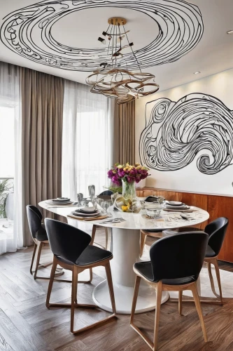 contemporary decor,modern decor,dining room table,patterned wood decoration,dining table,dining room,coral swirl,interior decoration,breakfast room,scandinavian style,interior modern design,orrery,interior design,wall sticker,interior decor,decor,decorative fan,whirlpool pattern,wall plaster,kitchen & dining room table,Illustration,Black and White,Black and White 05