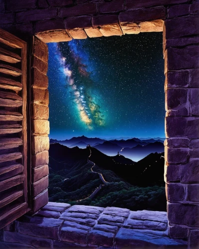 window to the world,the window,window,bedroom window,heaven gate,space art,astronomer,the milky way,the night sky,window released,astronomy,window view,open window,fantasy picture,milky way,the threshold of the house,starscape,3d background,big window,world digital painting,Conceptual Art,Sci-Fi,Sci-Fi 21