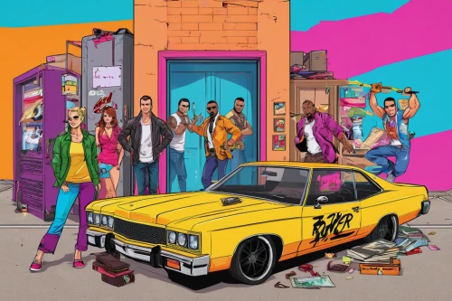 cd cover,album cover,yellow taxi,media concept poster,gangstar,watch dealers,beatenberg,carbossiterapia,bobby-car,cover,poster,capital cities,recess,spotify icon,the block,the fan's background,vector people,yellow background,a3 poster,hip hop music,Illustration,Vector,Vector 19