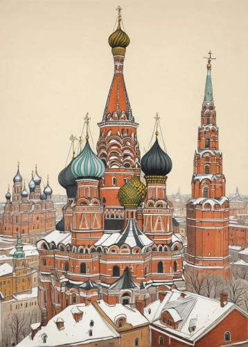 the kremlin,saint basil's cathedral,the red square,kremlin,red square,basil's cathedral,moscow city,moscow,moscow 3,russian winter,leningrad,orlovsky,russian folk style,hamelin,moscow watchdog,muscovado,russia,petersburg,under the moscow city,roof domes,Illustration,Abstract Fantasy,Abstract Fantasy 05