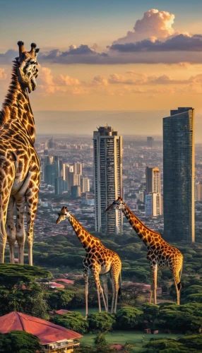 giraffes,two giraffes,nairobi,serengeti,kampala,madagascar,jakarta,giraffe,world digital painting,safari,singapura,são paulo,kenya,cebu,addis ababa,tropical animals,bangkok,tanzania,animal tower,giraffidae,Art,Classical Oil Painting,Classical Oil Painting 43