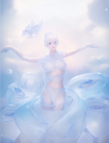 ice queen,white rose snow queen,the snow queen,ice princess,water lotus,water nymph,eternal snow,fantasy picture,crystalline,ice crystal,water rose,suit of the snow maiden,tiber riven,water glace,water-the sword lily,ice floe,ice,winterblueher,fantasy portrait,aquarius,Game&Anime,Manga Characters,Fantasy