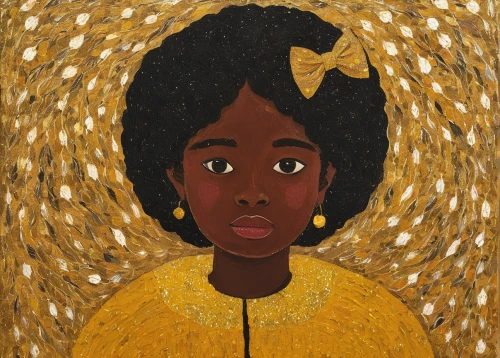 afro american girls,girl in a wreath,african american woman,afro-american,girl with bread-and-butter,portrait of a girl,mary-gold,afroamerican,afro american,african woman,oil on canvas,gold leaf,maria bayo,child portrait,black woman,young girl,afro,portrait of christi,ester williams-hollywood,girl portrait,Art,Artistic Painting,Artistic Painting 25
