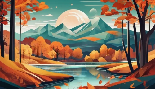 fall landscape,autumn mountains,autumn background,autumn landscape,autumn theme,autumn forest,landscape background,autumn scenery,autumn camper,river landscape,autumn idyll,mountain landscape,mountain scene,autumn trees,nature landscape,mountains,forest landscape,autumn icon,autumn day,background vector,Illustration,Vector,Vector 18