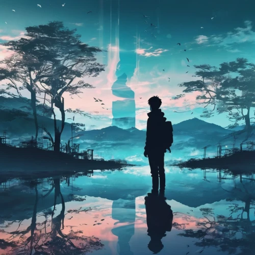 silhouette art,music background,2d,violet evergarden,creative background,薄雲,landscape background,would a background,beyond,wanderer,art background,blue rain,dream world,man silhouette,background image,musical background,reflect,art silhouette,hd wallpaper,dusk background,Photography,Artistic Photography,Artistic Photography 07