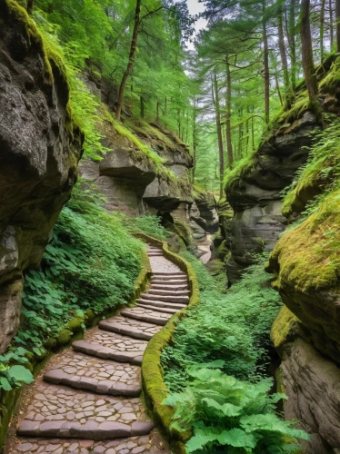 elbe sandstone mountains,winding steps,stone stairway,saxon switzerland,hiking path,germany forest,stone stairs,the mystical path,steps carved in the rock,aaa,forest path,wooden path,the path,stairway to heaven,united states national park,path,pathway,appalachian trail,bastei,green forest,Illustration,Retro,Retro 13