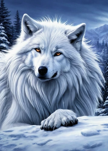 gray wolf,canis lupus,howling wolf,european wolf,silver fox,white shepherd,arctic fox,wolf,canadian eskimo dog,canidae,white dog,landseer,wolfdog,canis lupus tundrarum,constellation wolf,wolf hunting,samoyed,wolf couple,polar,winter animals,Conceptual Art,Fantasy,Fantasy 30