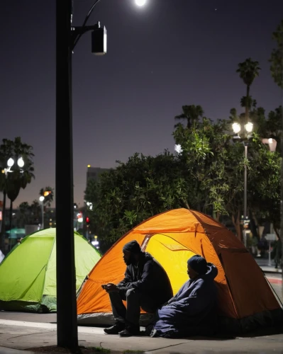 unhoused,tent camp,camping tents,tents,camp out,tent camping,homeless,economic refugees,lafayette park,tent,homeless man,tourist camp,large tent,lodging,poverty,night photograph,public space,caravan,los angeles,gas lamp,Conceptual Art,Fantasy,Fantasy 03