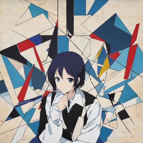 triangles background,triangle ruler,sidonia,azusa nakano k-on,kite,crossed ribbons,dizzy,blue asterisk,mondrian,marionette,snips,pinwheel,crossed,2d,world end,tie,polygonal,cubism,delta sailor,fragments,Art,Artistic Painting,Artistic Painting 44