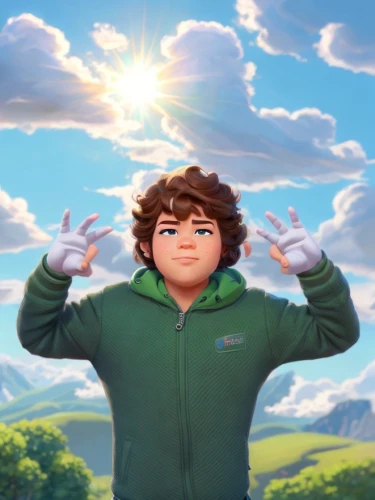 river pines,pines,sun in the clouds,bright sun,the spirit of the mountains,patrol,praise,sun god,sunburst background,open arms,green jacket,the face of god,sun through the clouds,raise,light year,sun,agnes,god,gale,cg artwork,Common,Common,Cartoon