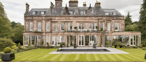 gleneagles hotel,scottish folly,garden elevation,stately home,orangery,luxury property,dalkeith variety,bendemeer estates,dillington house,manor,conservatory,mansion,terraced,luxury home,dunrobin,victorian,country estate,chateau,castle bran,downton abbey,Illustration,Black and White,Black and White 23