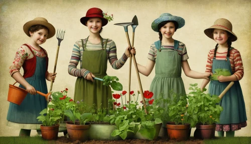 florists,gardener,garden tools,gardening,garden work,work in the garden,poppy family,parsley family,flower arranging,farm workers,horticulture,arrowroot family,hemp family,nettle family,verbena family,foragers,permaculture,picking vegetables in early spring,dayflower family,floristry,Illustration,Realistic Fantasy,Realistic Fantasy 35