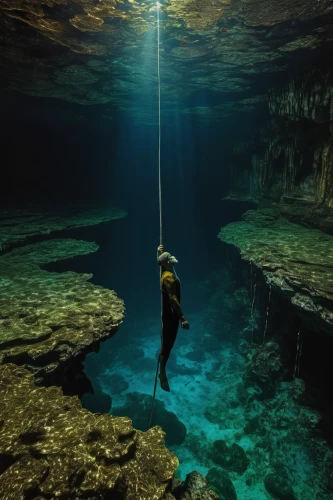 cenote,freediving,underground lake,rope swing,underwater diving,cave on the water,blue cave,scuba diving,underwater playground,sea cave,diving,under the water,ocean underwater,undersea,deep sea diving,under water,underwater oasis,underwater world,underwater landscape,ocean floor,Illustration,Black and White,Black and White 28