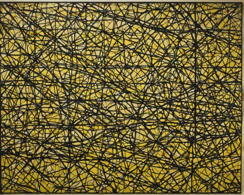 yellow wallpaper,lemon pattern,anellini,forsythia,tangle,yellow mustard,yellow grass,yellow background,tessellation,yellow wall,klaus rinke's time field,neurons,fruit pattern,yellow garden,abstraction,dot pattern,100x100,black mustard,square pattern,yellow line,Conceptual Art,Oil color,Oil Color 15