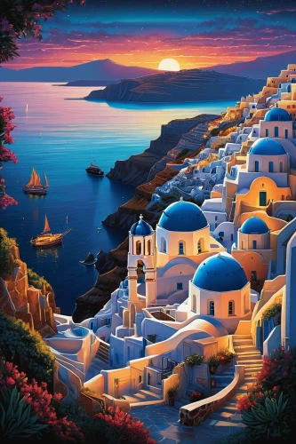 greek islands,greek island,greece,santorini,aegean sea,aegean,hellenic,lakonos,santorin,skopelos,mykonos,karpathos,mediterranean,mediterranean sea,the mediterranean sea,coastal landscape,karpathos island,hellas,oia,sea landscape,Illustration,Realistic Fantasy,Realistic Fantasy 25